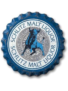 Schlitz Malt Liquor Beer Metal Bottle Cap Sign Garage Shop Bar Man Cave LARGE NW